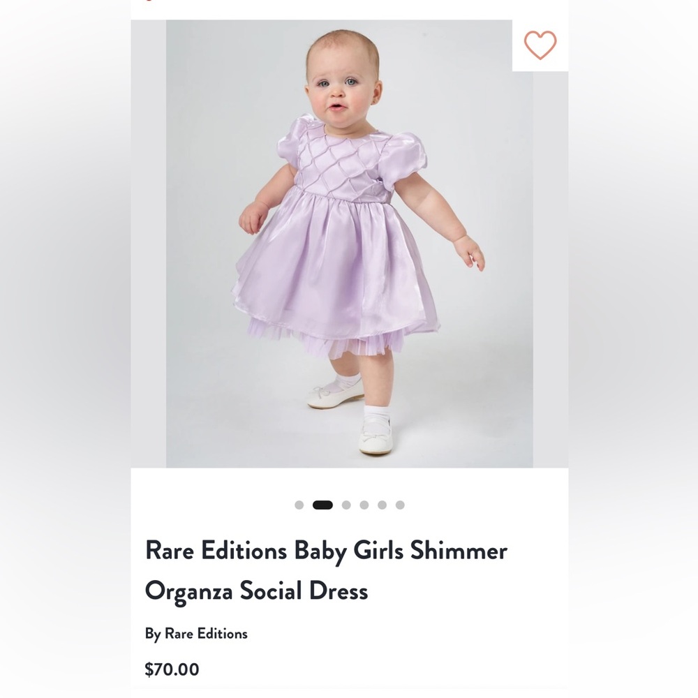 Rare Editions Baby Girls Shimmer Organza Social Dress - Lilac Size 3-6 Months